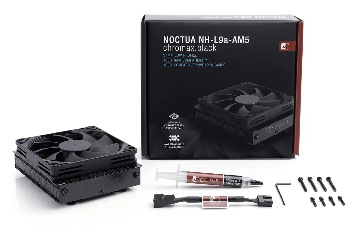 Noctua NH-L9a-AM5 chromax.Black Low Profile CPU Cooler | 92mm Quiet, Compact, AM5 Compatible - view 4