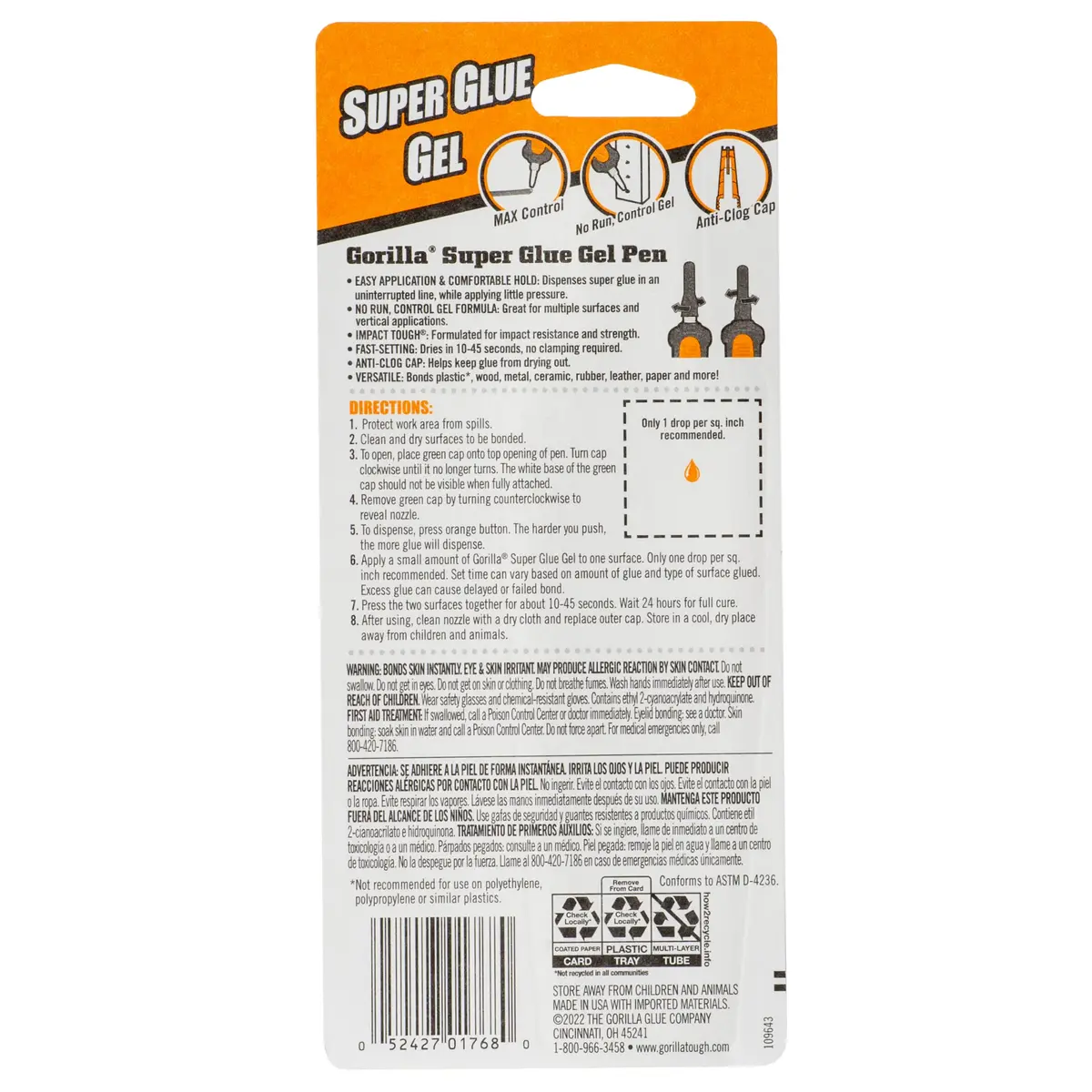 Gorilla Super Glue Gel Pen, 5.5 g | Fast-Setting Impact-Resistant Adhesive - view 7