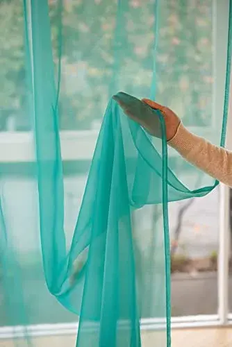 PHILEASY Turquoise Sheer Curtains 63" L x 52" W - Pack of 2 | Light-Filtering Rod Pocket Panels - view 3