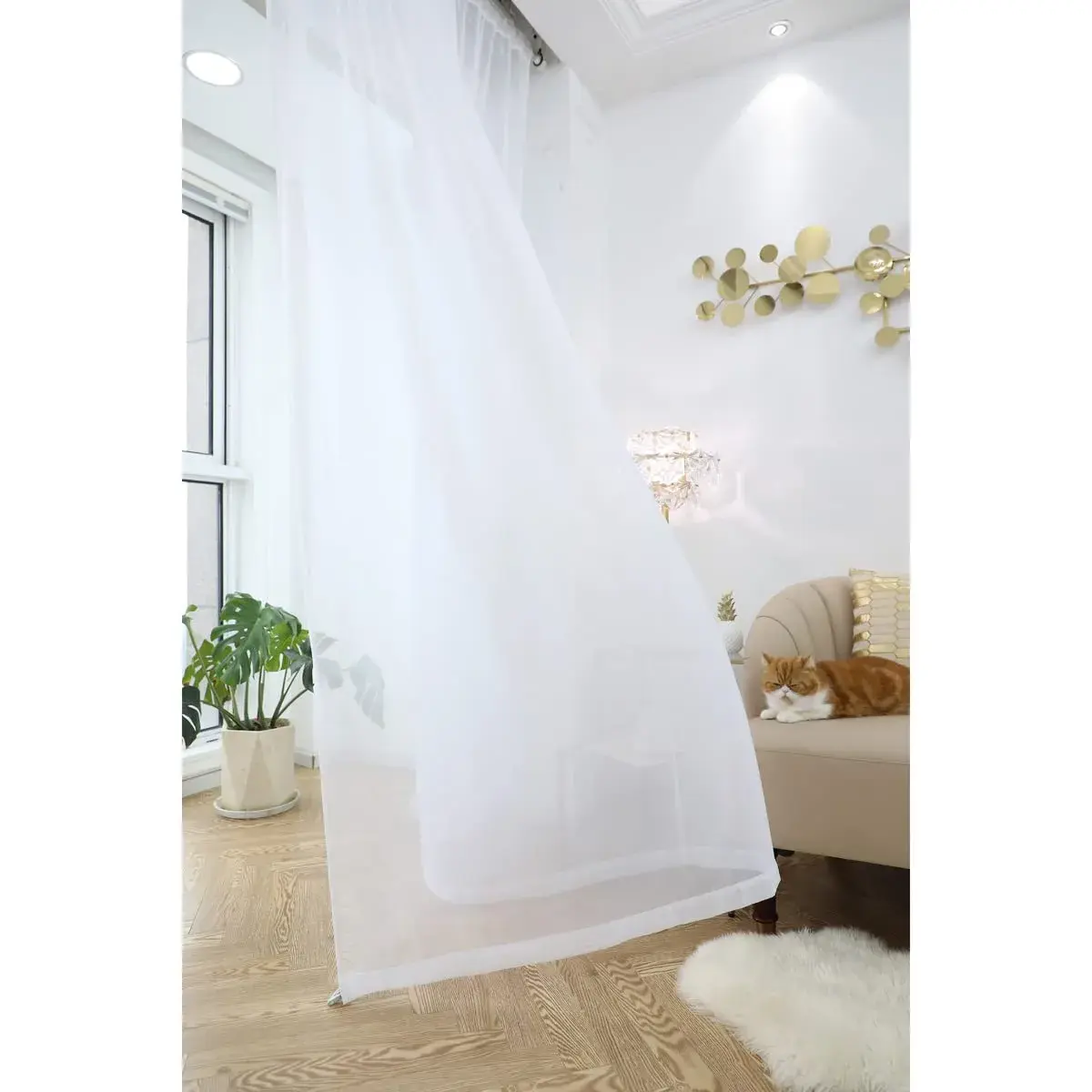PHILEASY White Sheer Curtains 108" Long x 42" Wide - Pack of 2 | Light-Filtering Rod Pocket Panels - view 3