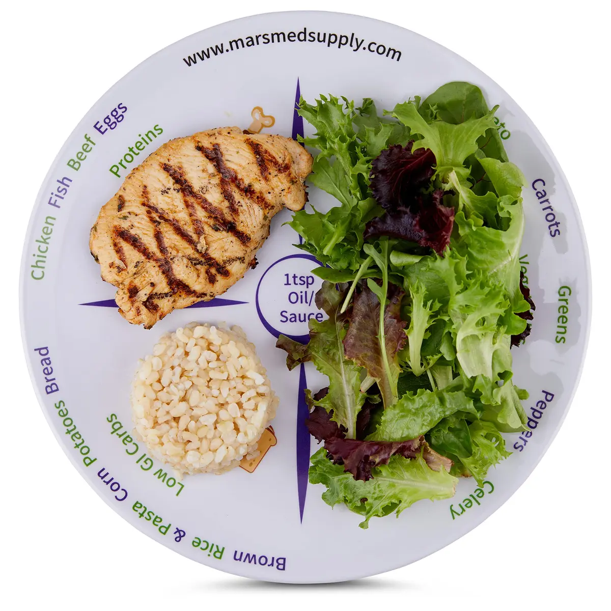 MARS WELLNESS 2 Pack 10 inch (25.4 cm) Portion Control Plates | MyPlate Method for Balanced Meals - view 2