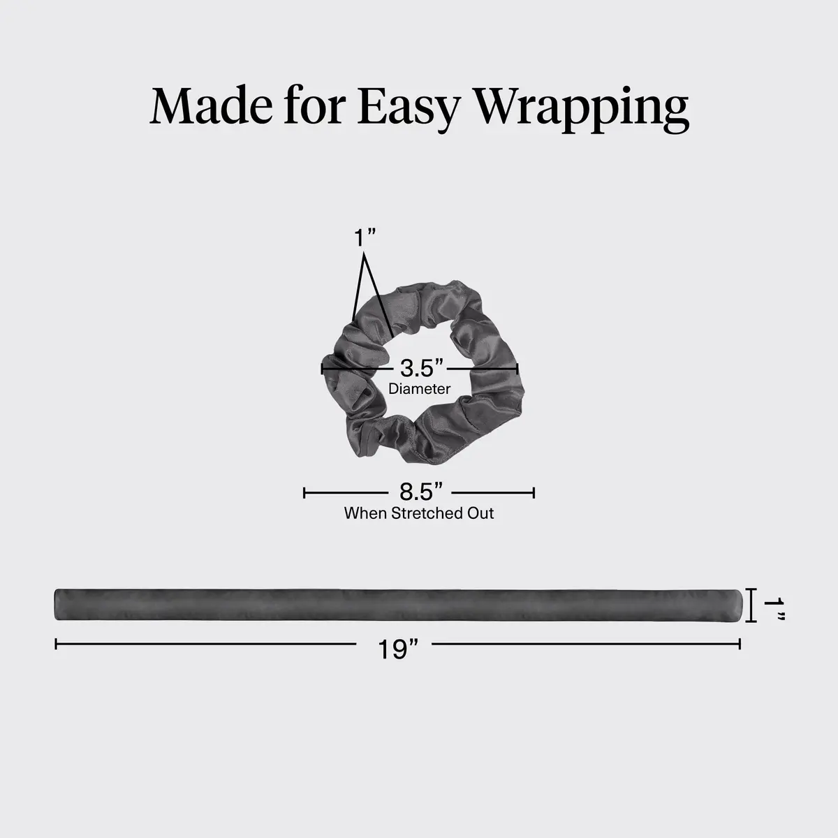 Kitsch Satin Heatless Curls Overnight Set - Charcoal | 86cm (34") Heatless Curling Rod & 2 Satin Scrunchies - view 5