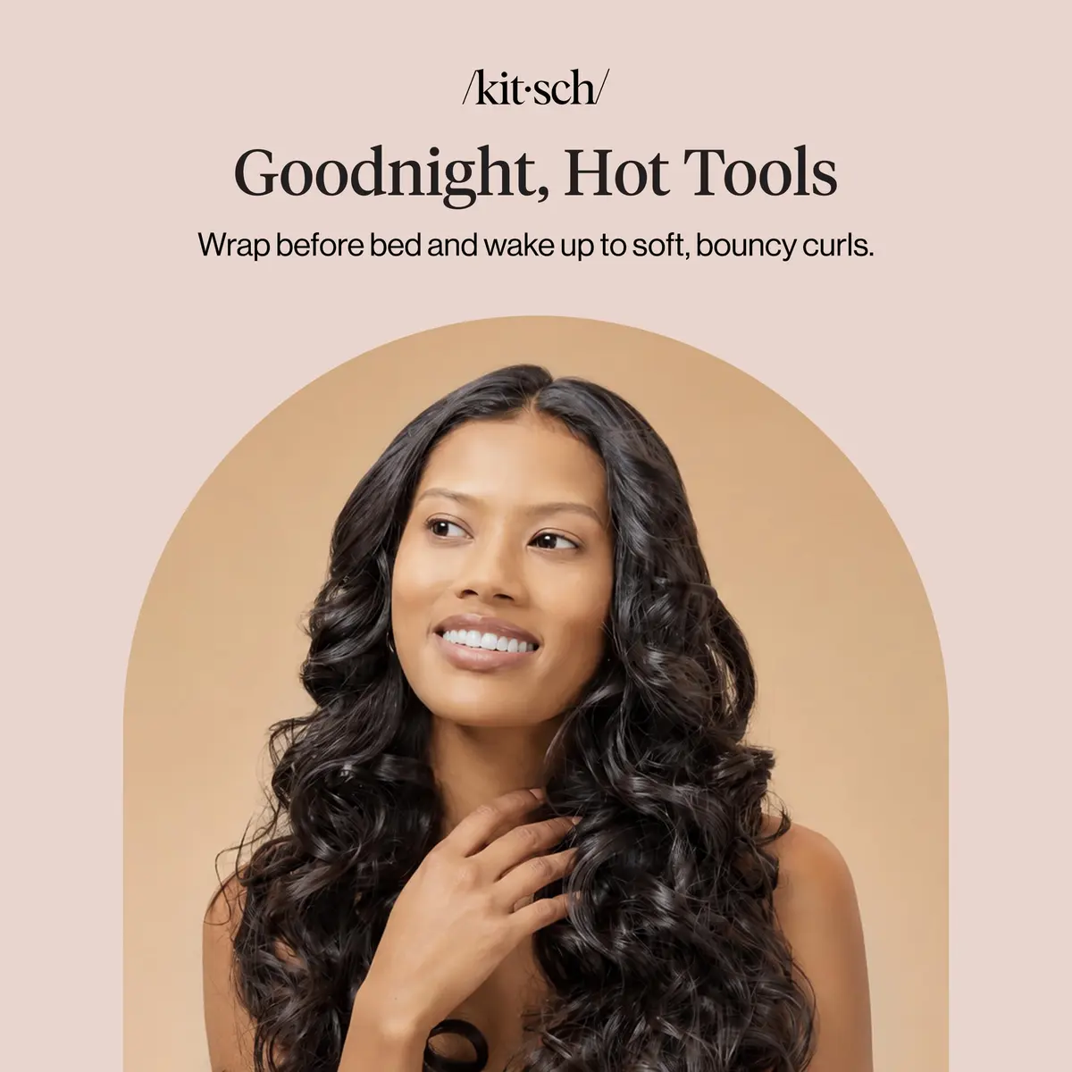 Kitsch Satin Heatless Curls Overnight Set - Charcoal | 86cm (34") Heatless Curling Rod & 2 Satin Scrunchies - view 9