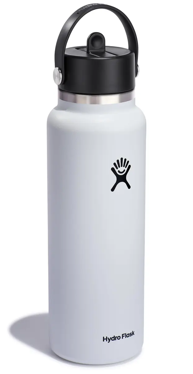 Hydro Flask Wide Mouth Water Bottle with Flex Straw Cap, 1200ml (40 Oz) White | Keeps Drinks Cold Up to 24 Hours - view 2