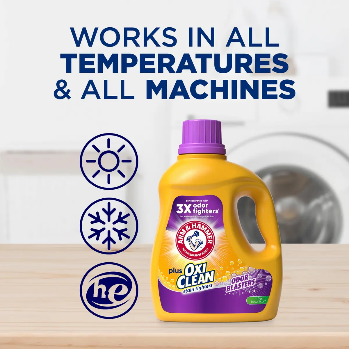 ARM & HAMMER Plus OxiClean with Odor Blasters Liquid Laundry Detergent Fresh Botanical 2.97 L (100.5 Fl Oz) | Concentrated Formula for Tough Odors & Stains - view 7