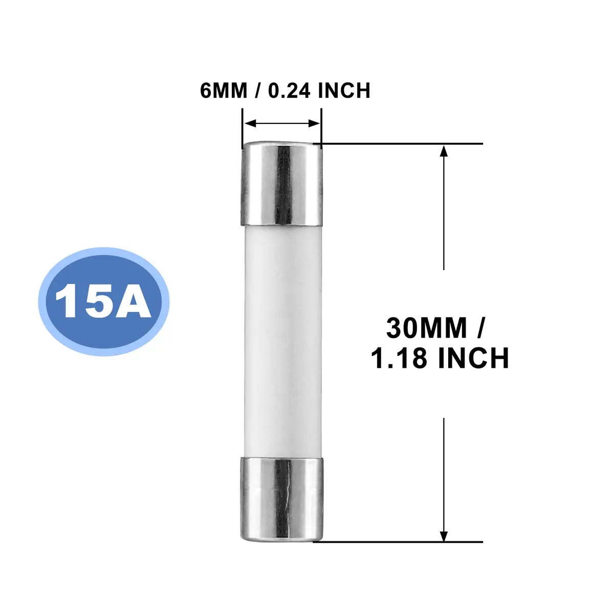 Litoexpe Ceramic Time Delay Fuses 15A 250V | High-Resistance, Safe & Reliable (70-120 chars) - view 2