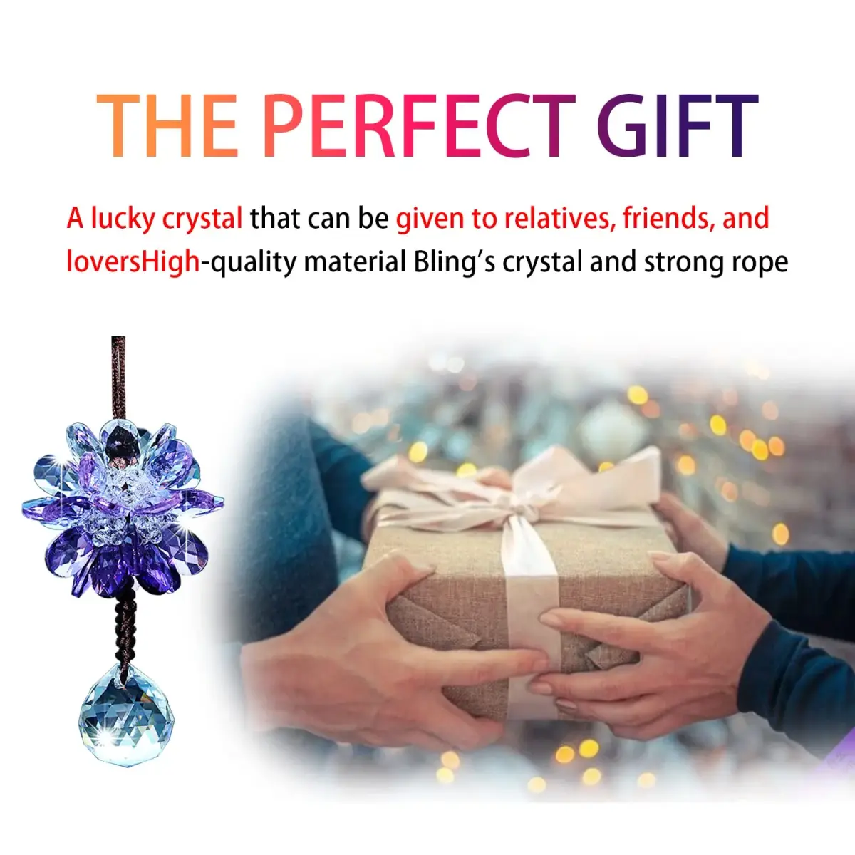 AICEL K9 Crystal Flower Rear View Mirror Pendant | 34.5 cm (13.8 inches) - view 6