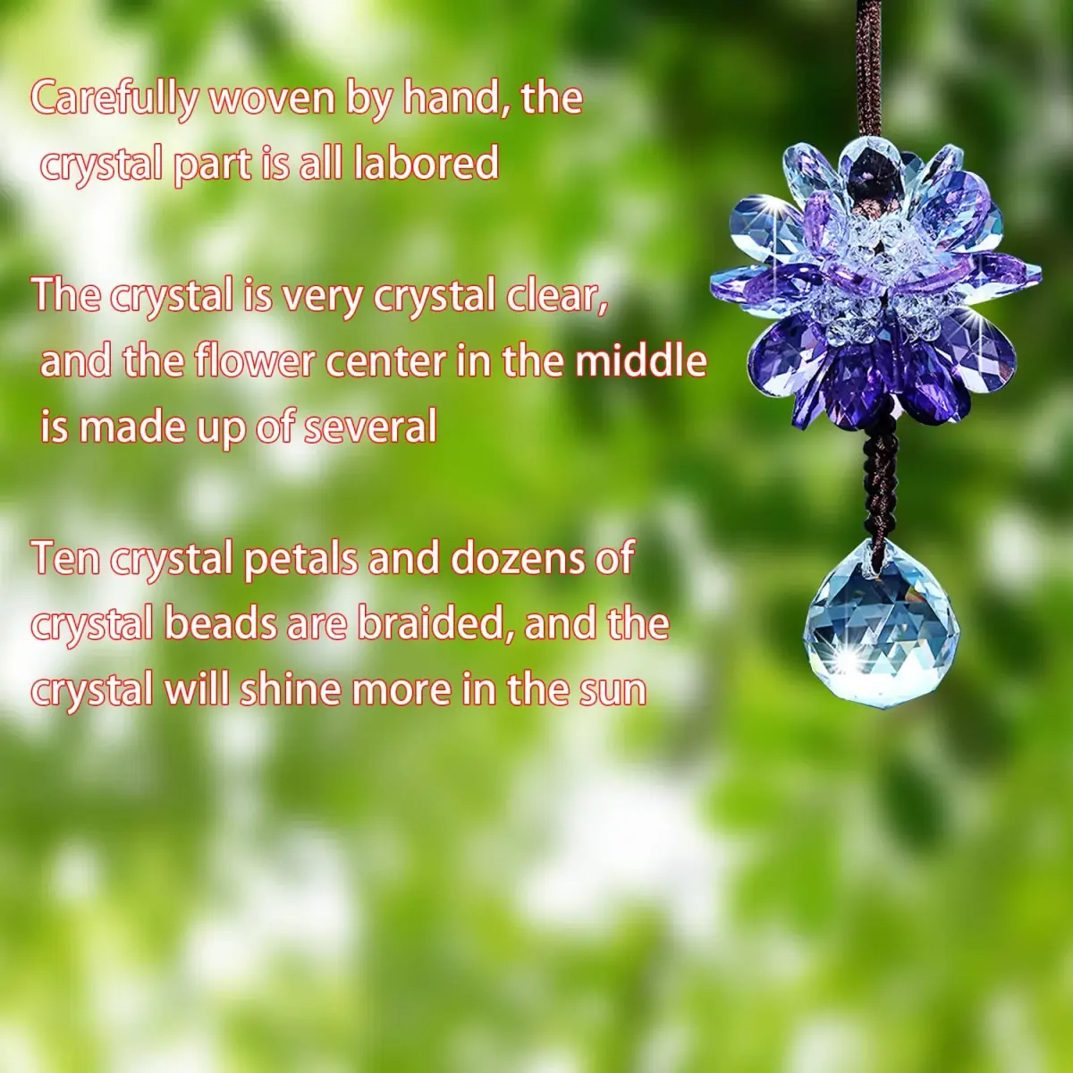 AICEL K9 Crystal Flower Rear View Mirror Pendant | 34.5 cm (13.8 inches) - view 4