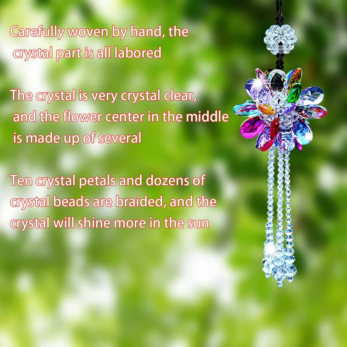AICEL K9 Crystal Flower Rear View Mirror Pendant | 34.9 cm (13.8 inches) Total Length - view 4