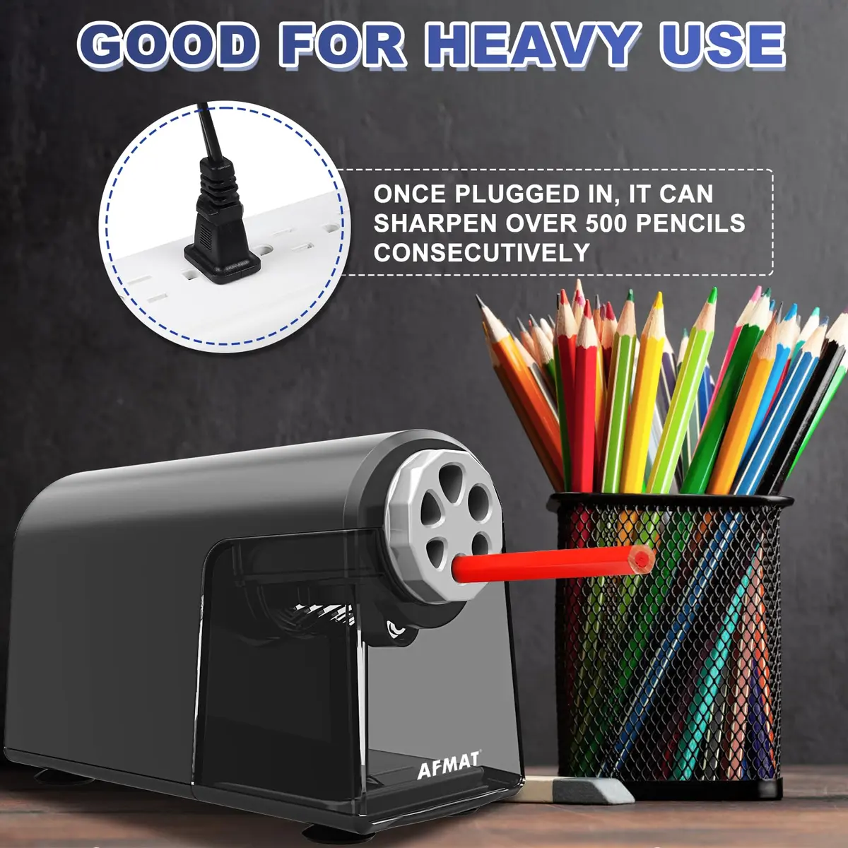 AFMAT PSX2 Electric Pencil Sharpener 156 mm (6.9 in) | Heavy Duty for 6-11mm Pencils - view 5