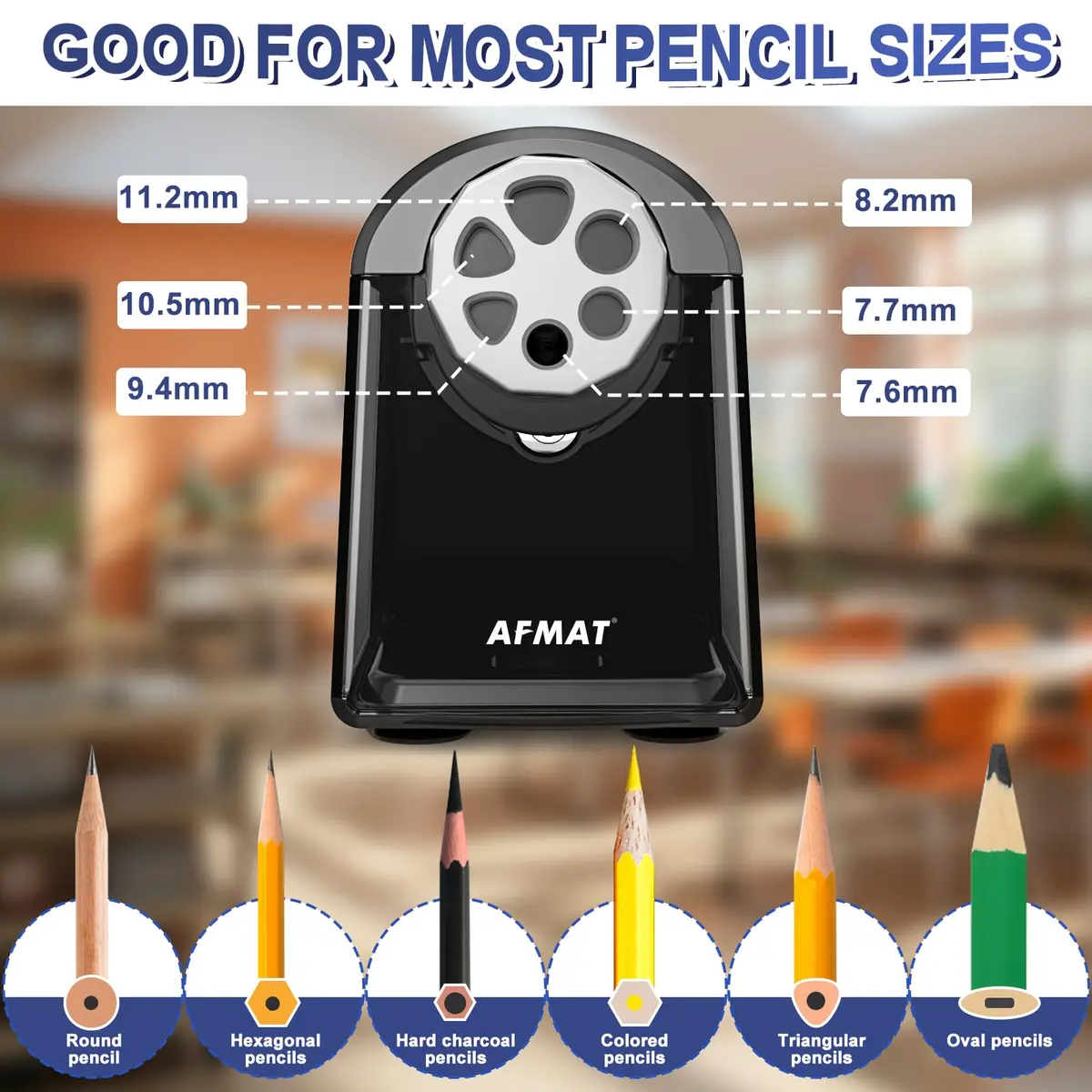AFMAT PSX2 Electric Pencil Sharpener 156 mm (6.9 in) | Heavy Duty for 6-11mm Pencils - view 2