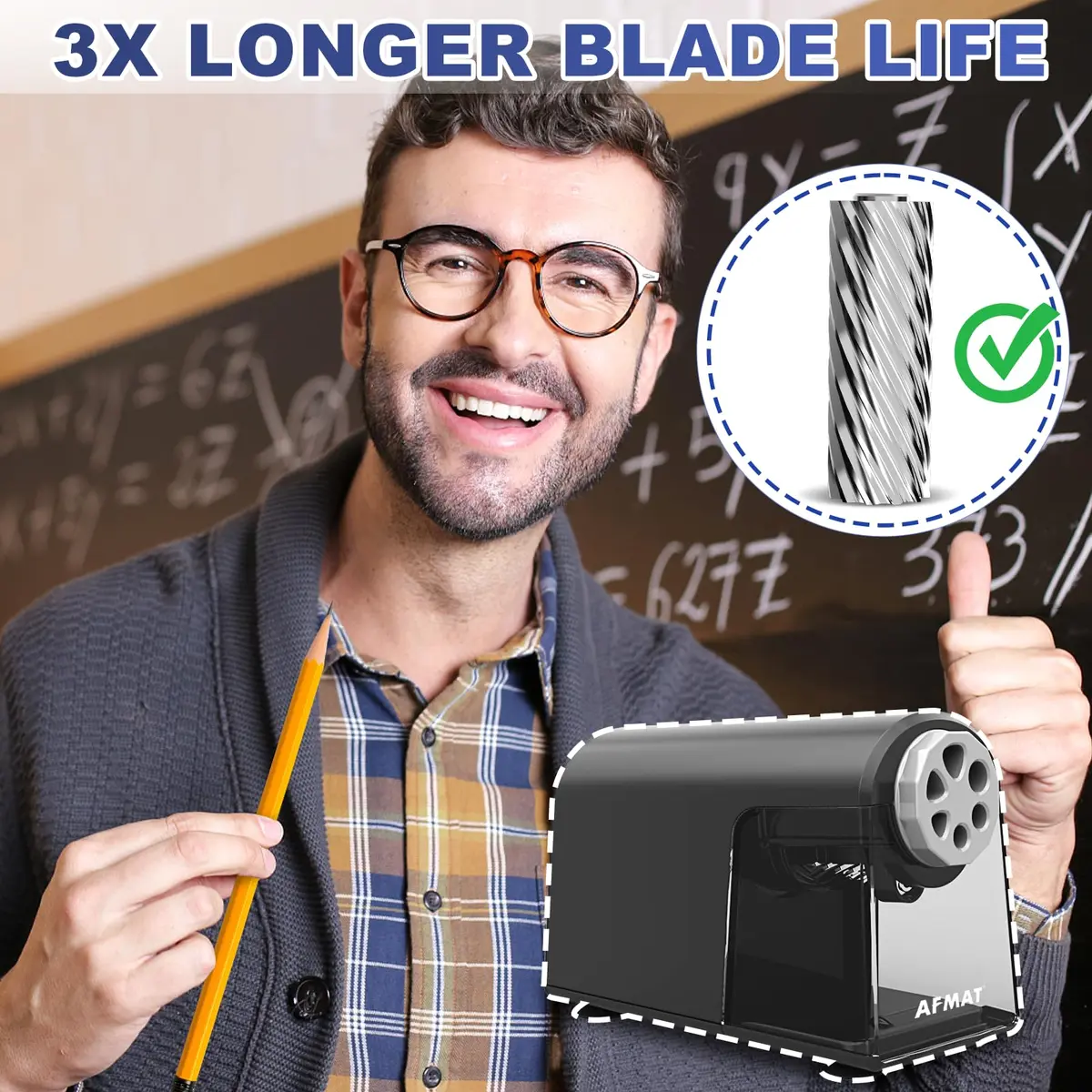 AFMAT PSX2 Electric Pencil Sharpener 156 mm (6.9 in) | Heavy Duty for 6-11mm Pencils - view 4