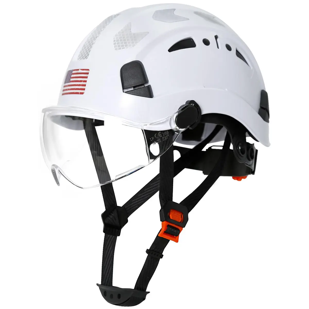 Aolamegs Hard Hats Construction OSHA Approved - ANSI Z89.1 Reflective White Hard Hat with Visor, 53-63cm | ABS Safety Helmet for Adults - main product image