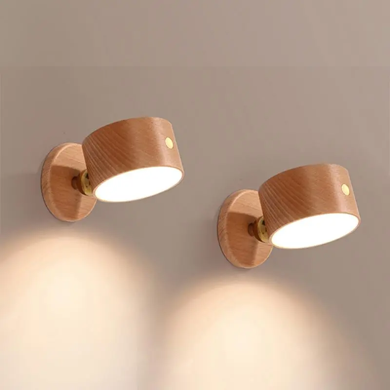 LANDGOO Wood Wall Sconce Bedside Lamp Rechargeable Night Light | Natural Wood, Dimmable, Portable, 4000K - view 2