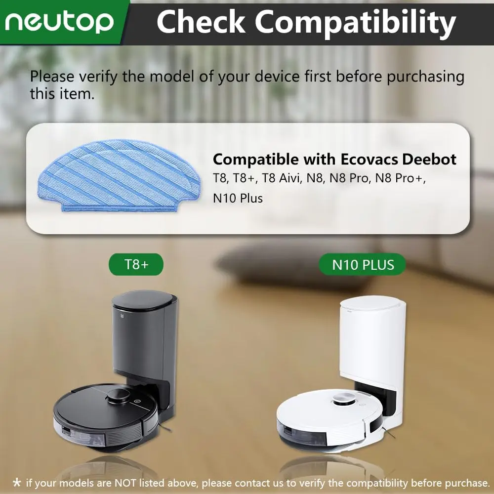 neutop Washable Mop Pads for Ecovacs Deebot T8 N8 N10 Series | Reusable Microfiber Replacement Pads - view 2