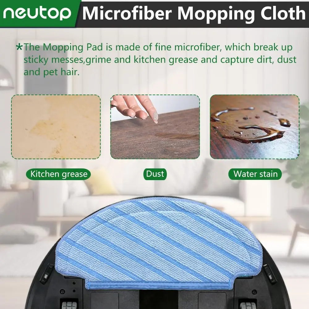 neutop Washable Mop Pads for Ecovacs Deebot T8 N8 N10 Series | Reusable Microfiber Replacement Pads - view 4