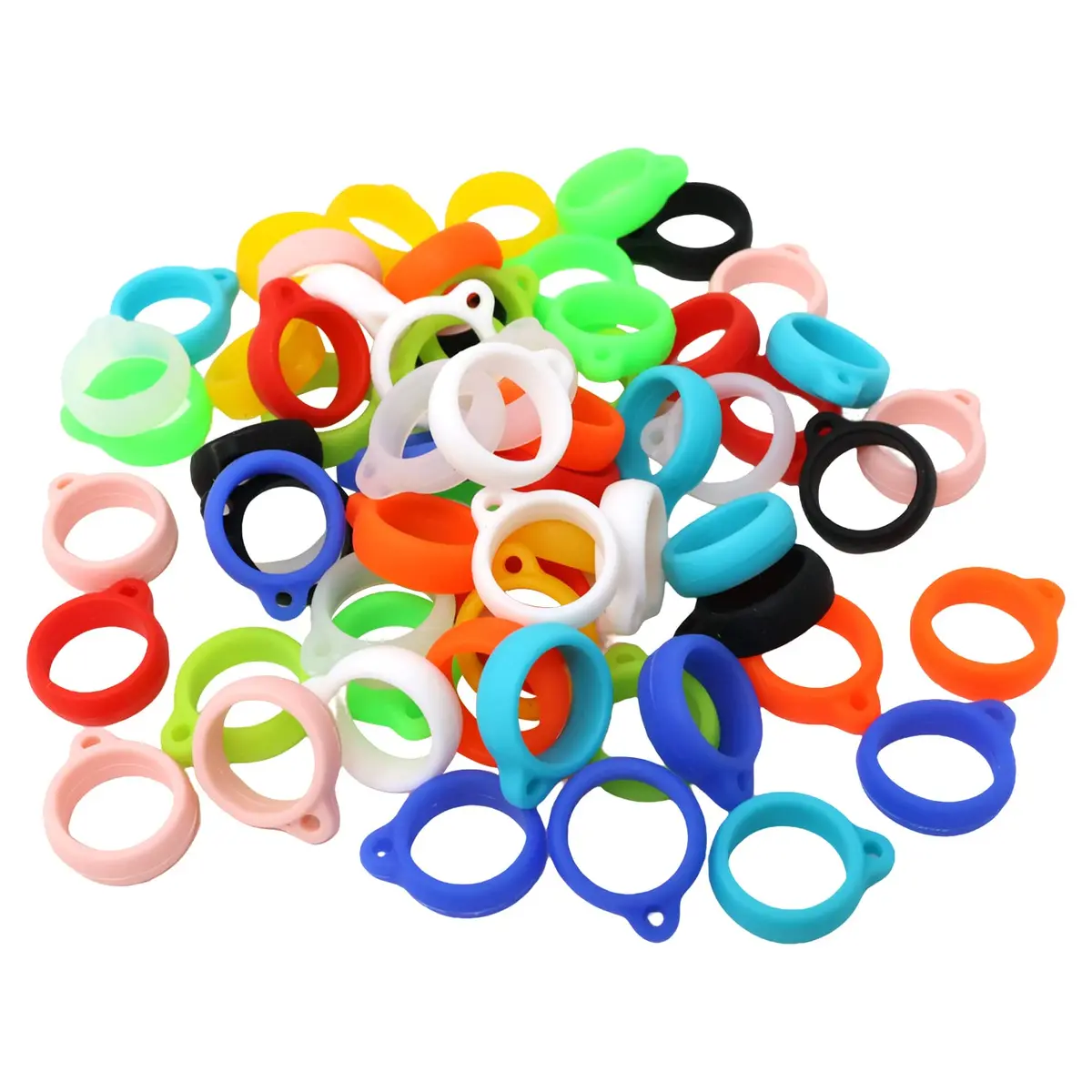 Honbay 66PCS Anti-Lost Silicone Rings Holder Silicone Bands | Multipurpose Carrying Kit for Pens & Devices - main product image