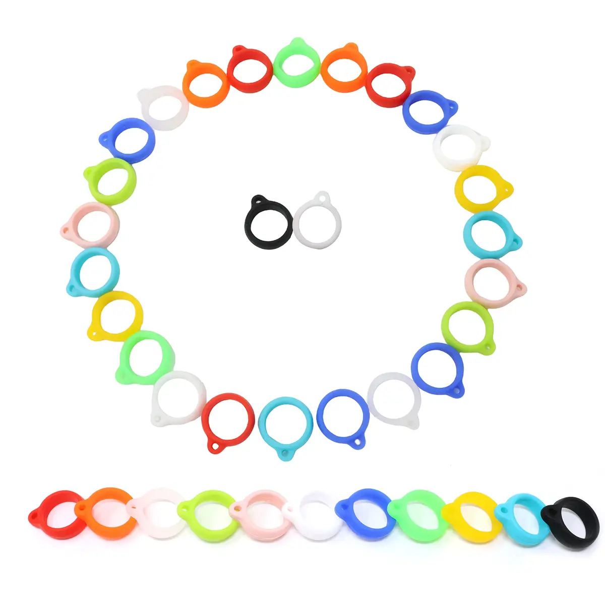Honbay 66PCS Anti-Lost Silicone Rings Holder Silicone Bands | Multipurpose Carrying Kit for Pens & Devices - view 3