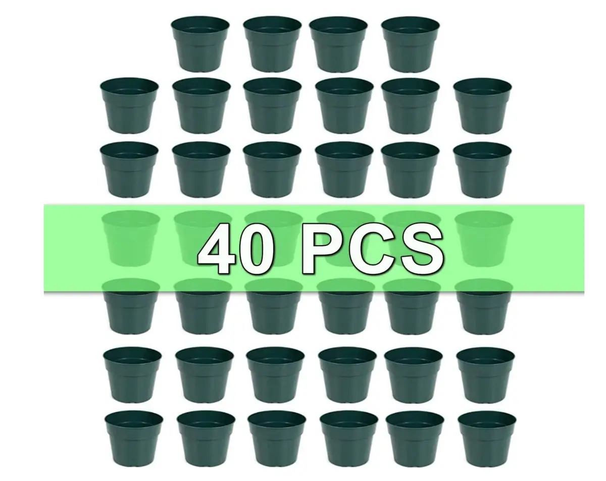 RooTrimmer 40 Pack 4 Inch Plastic Nursery Pots with Mesh Pad, Green | Sturdy & Reusable for Indoor/Outdoor Planting - view 4