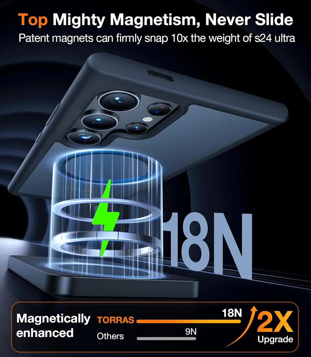 TORRAS Magnetic Shockproof Case for Samsung Galaxy S23 Ultra | 1.5mm Raised Bezels, 12FT Drop Tested - view 4