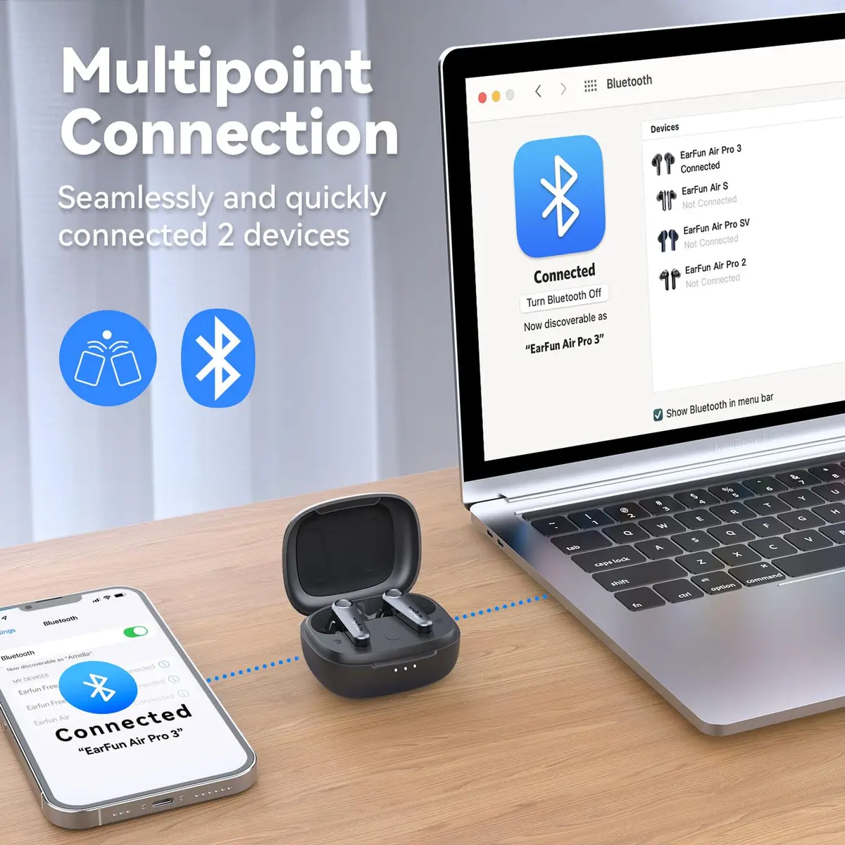 EarFun Air Pro 3 Noise Cancelling Wireless Earbuds | Qualcomm aptX Adaptive, 45H Playtime - view 5
