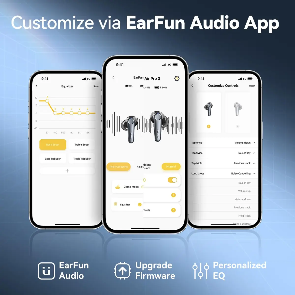 EarFun Air Pro 3 Noise Cancelling Wireless Earbuds | Qualcomm aptX Adaptive, 45H Playtime - view 7