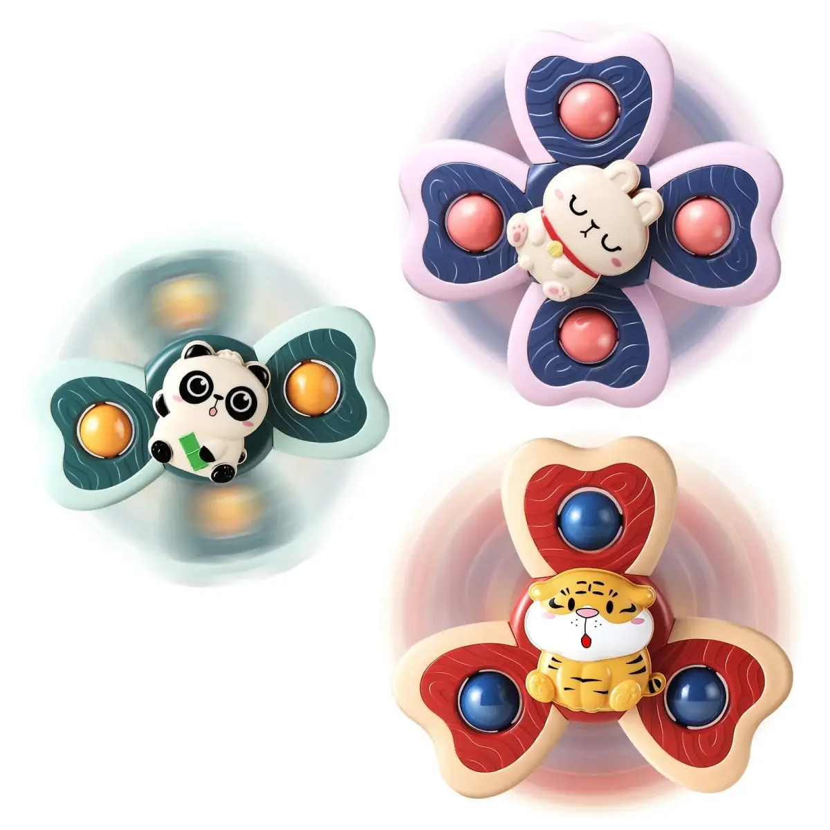 ALASOU Suction Cup Spinner Toys 3-Pack | BPA-Free, Hypoallergenic, Organic for Babies 12+ Months - main product image