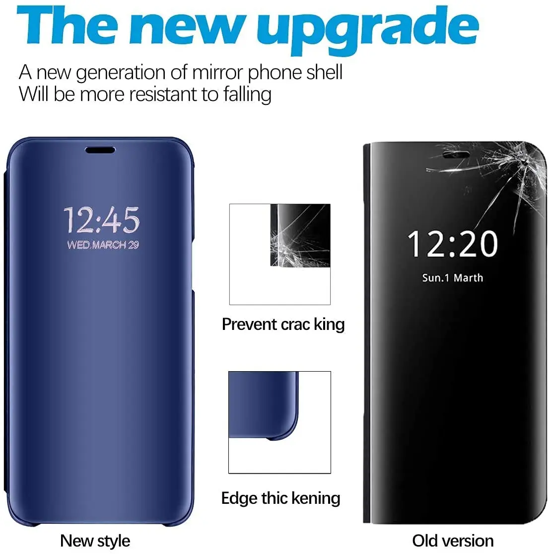 Gxmeuie Clear 5G Cellular Phone Case for Samsung Galaxy S23 Ultra | Flip Cover with Kickstand & Mirror - view 6