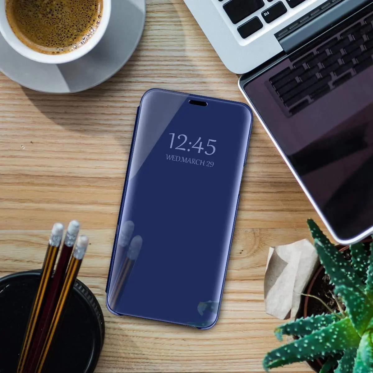 Gxmeuie Clear 5G Cellular Phone Case for Samsung Galaxy S23 Ultra | Flip Cover with Kickstand & Mirror - view 7