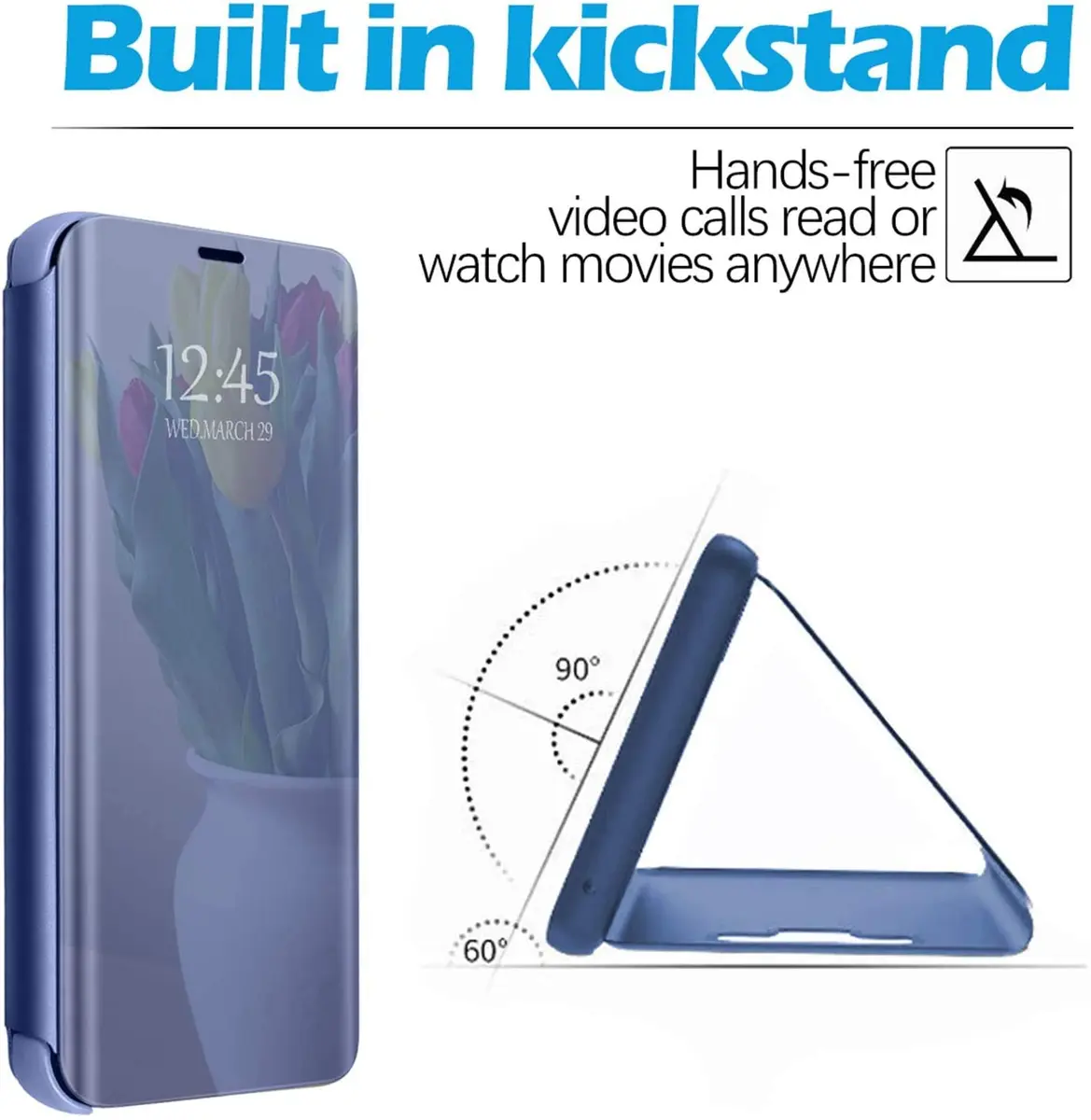 Gxmeuie Clear 5G Cellular Phone Case for Samsung Galaxy S23 Ultra | Flip Cover with Kickstand & Mirror - view 4
