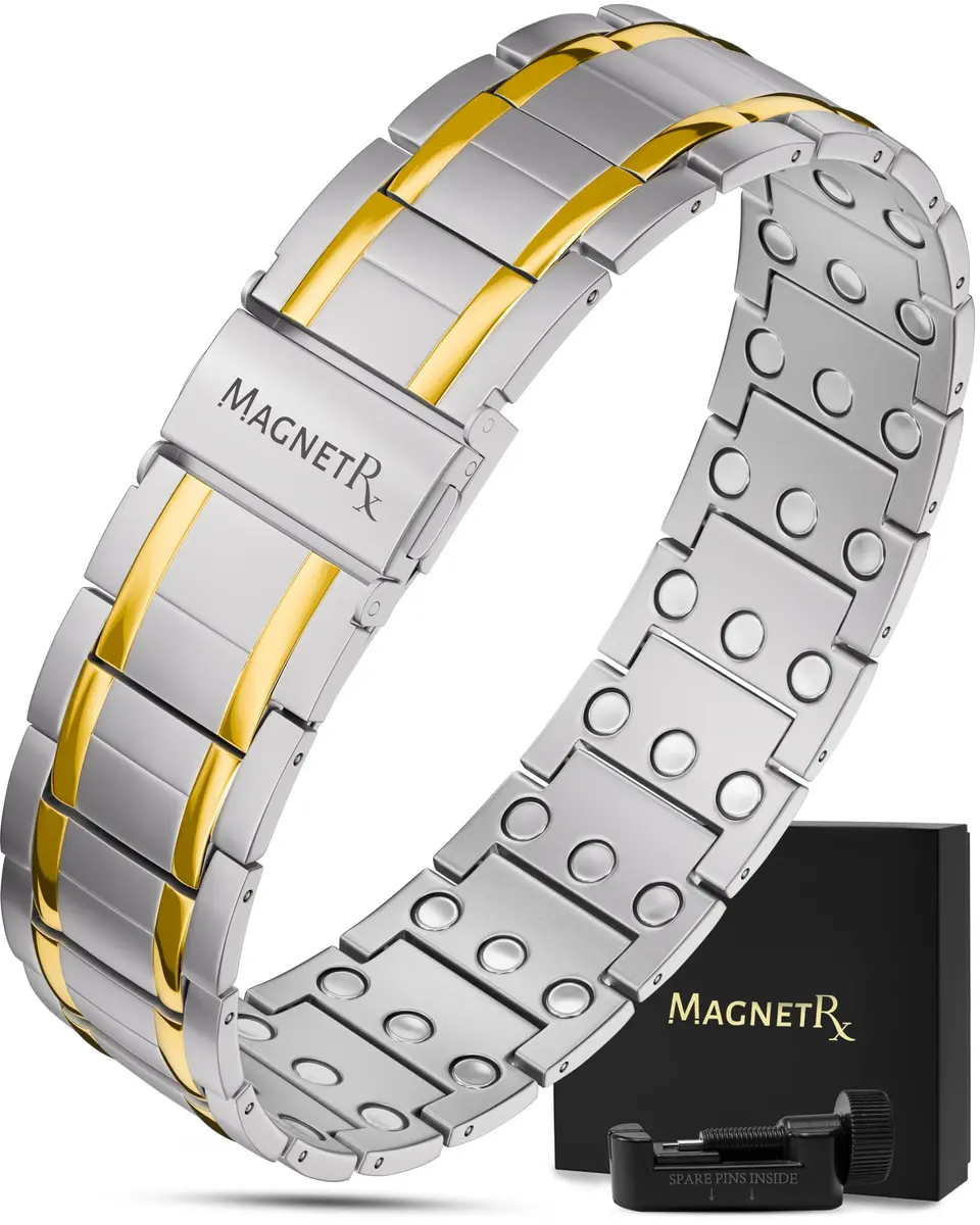 MagnetRX 3X Strength Titanium Magnetic Bracelet for Men 23cm (9.1 Inches) | Triple Strength Neodymium Magnets - main product image