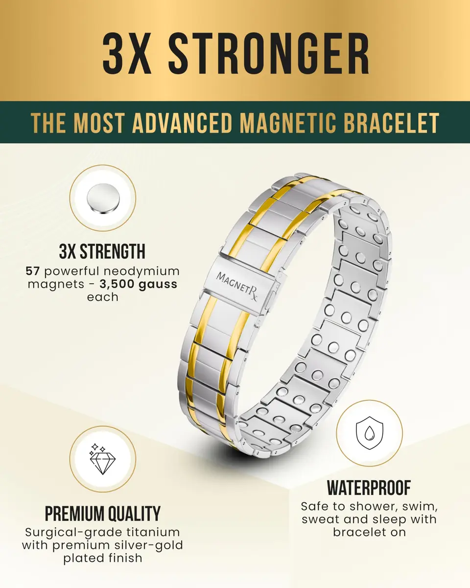 MagnetRX 3X Strength Titanium Magnetic Bracelet for Men 23cm (9.1 Inches) | Triple Strength Neodymium Magnets - view 4
