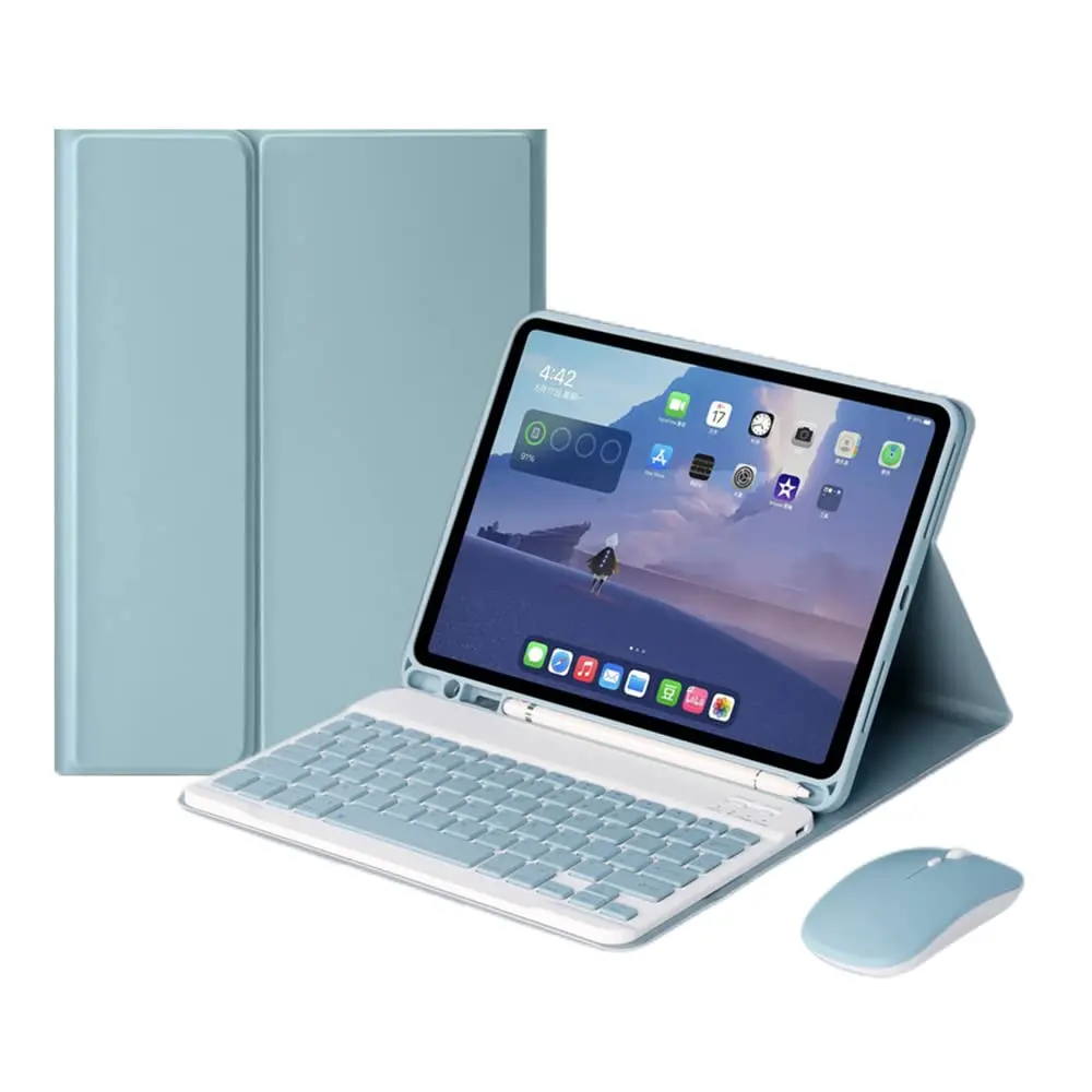 AnMengXinLing Blue Keyboard Case for iPad mini 5 (2019) with Mouse & Pencil Holder | Detachable Bluetooth Folio - main product image