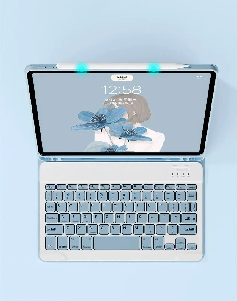 AnMengXinLing Blue Keyboard Case for iPad mini 5 (2019) with Mouse & Pencil Holder | Detachable Bluetooth Folio - view 5
