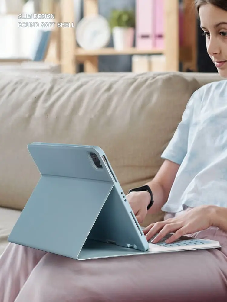 AnMengXinLing Blue Keyboard Case for iPad mini 5 (2019) with Mouse & Pencil Holder | Detachable Bluetooth Folio - view 6