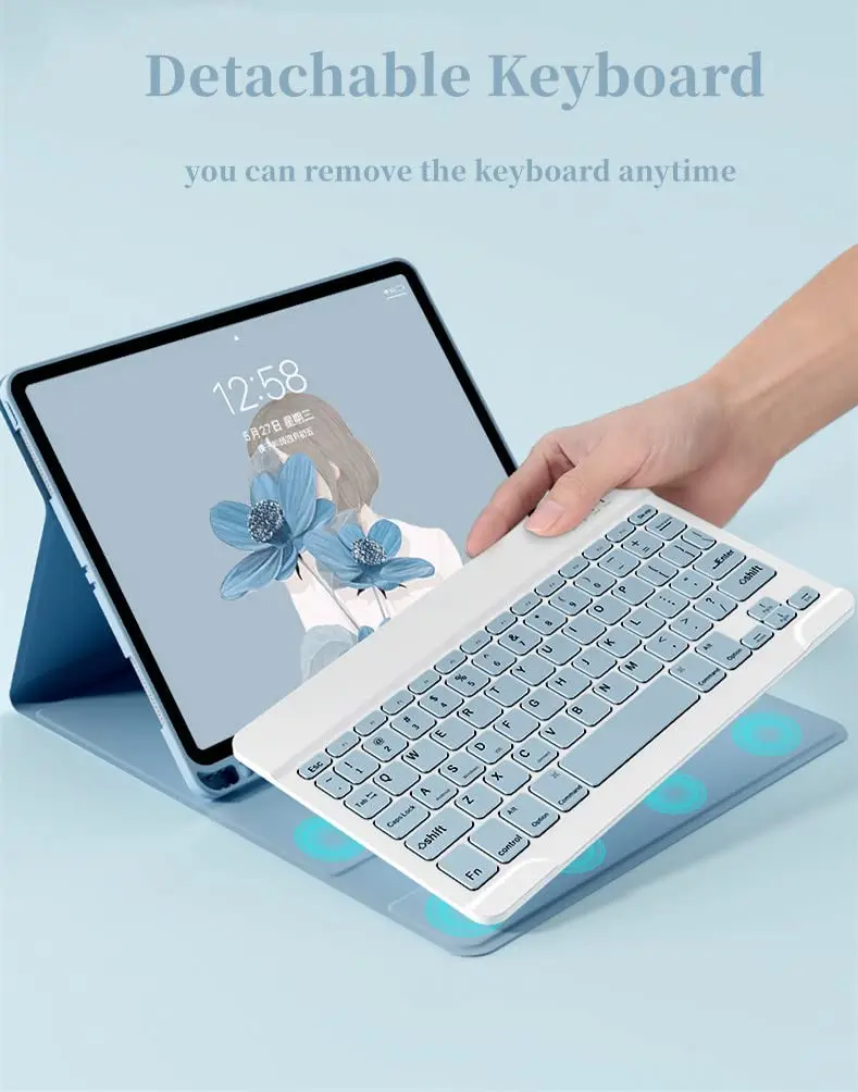 AnMengXinLing Blue Keyboard Case for iPad mini 5 (2019) with Mouse & Pencil Holder | Detachable Bluetooth Folio - view 2