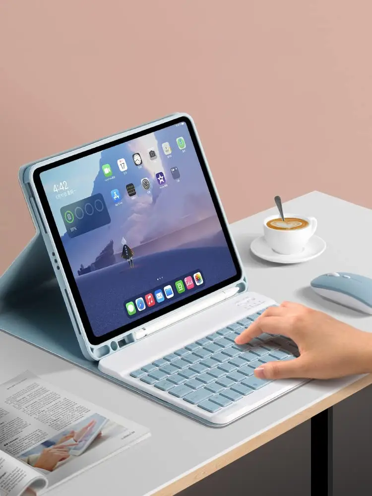AnMengXinLing Blue Keyboard Case for iPad mini 5 (2019) with Mouse & Pencil Holder | Detachable Bluetooth Folio - view 4