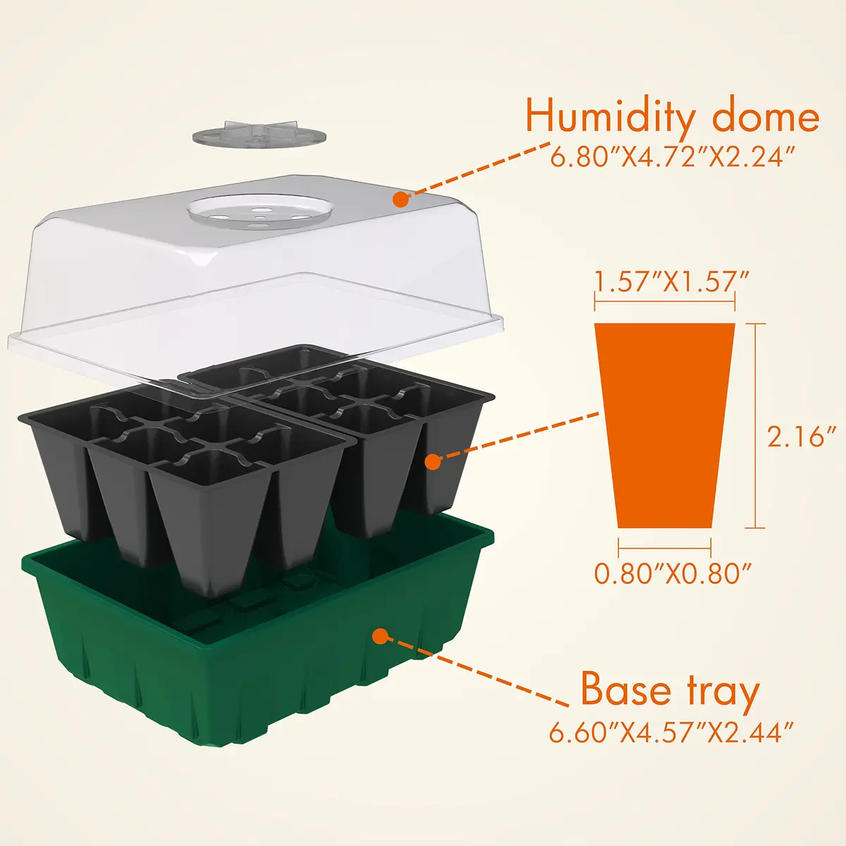Gardzen 10 Pack Seed Starter Trays with Dome and Green Base 120 Cell | Grow Seedlings Indoors - view 3