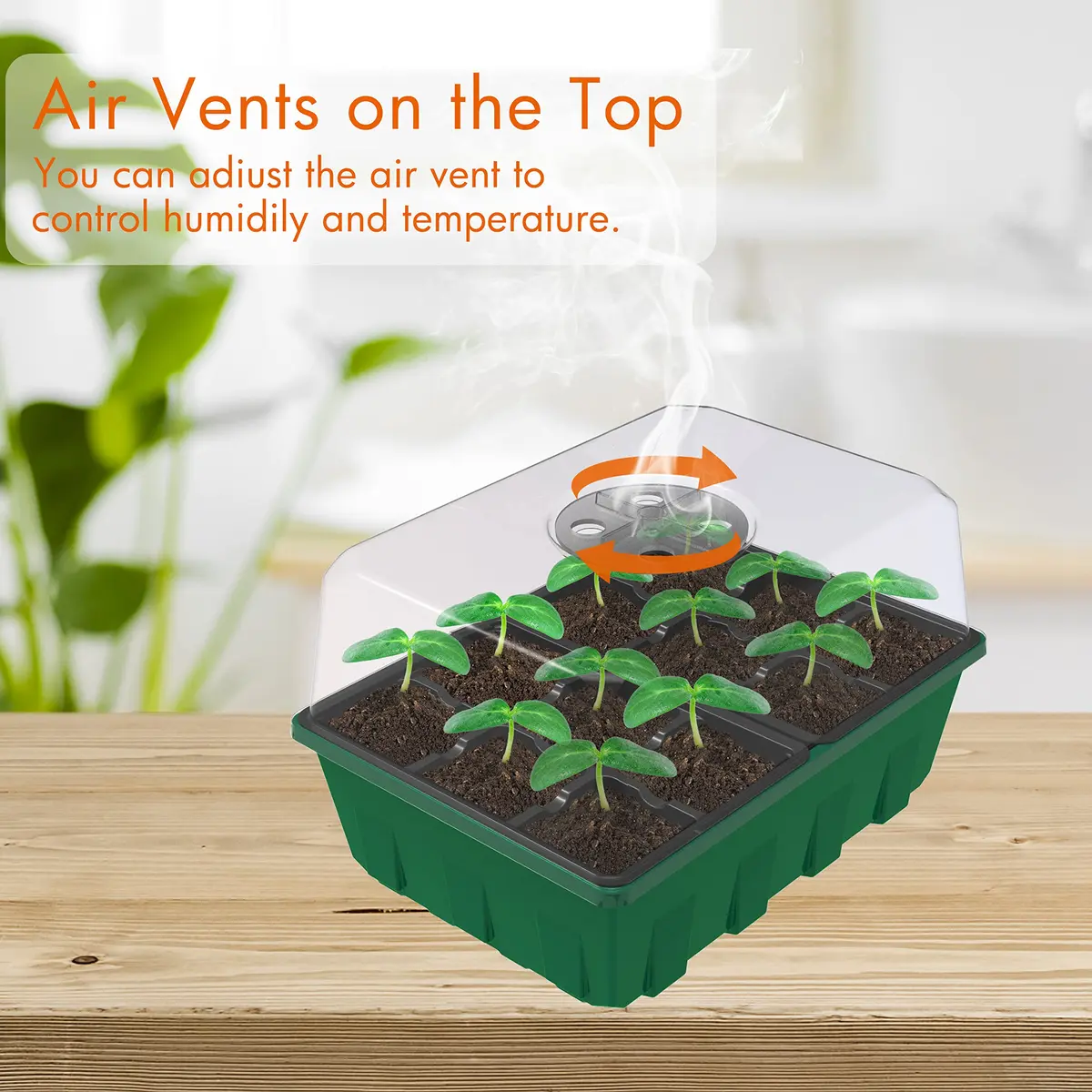 Gardzen 10 Pack Seed Starter Trays with Dome and Green Base 120 Cell | Grow Seedlings Indoors - view 4