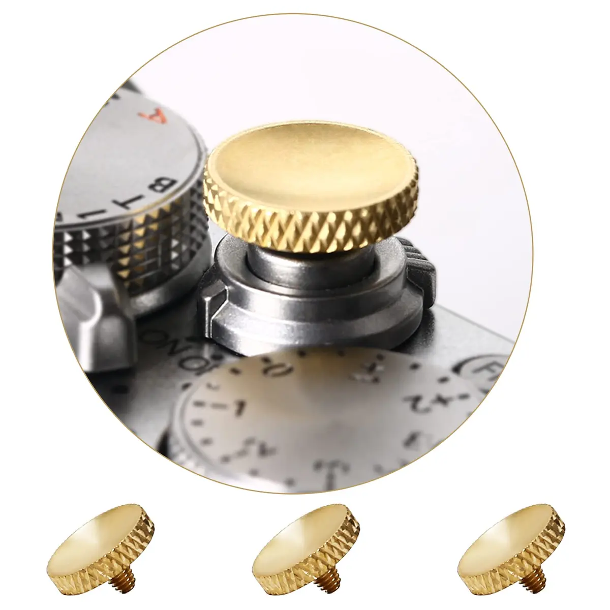 Panzong Gold Soft Shutter Release Button (3 Pack, 11mm) | Enhance Camera Feel & Style - main product image