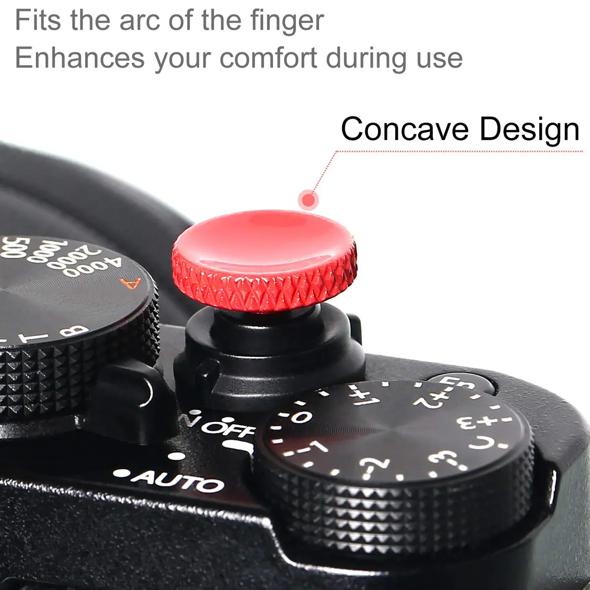 Panzong Red Soft Shutter Release Button (3 Pack, 11mm) | Pure Copper Concave Camera Shutter Button - view 2