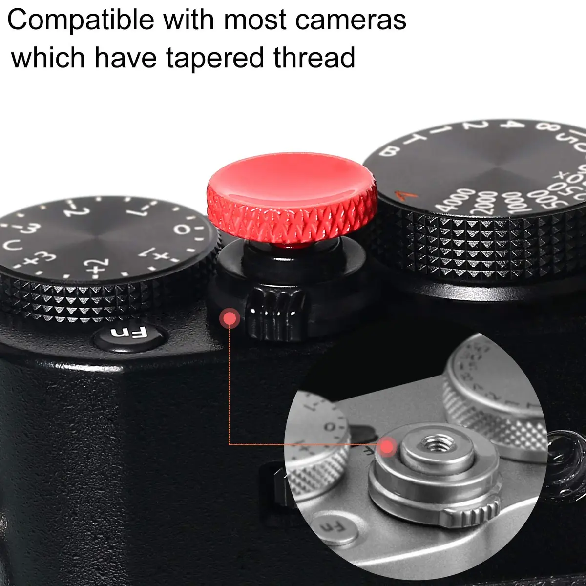 Panzong Red Soft Shutter Release Button (3 Pack, 11mm) | Pure Copper Concave Camera Shutter Button - view 4