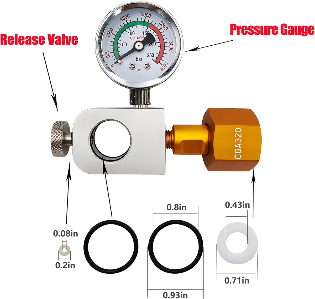 VaVoger Soda Co2 Refill Adapter with Pressure Gauge for Pink Co2 Cylinder | Compatible with DUO Terra Art Soda Co2 Tank - view 4