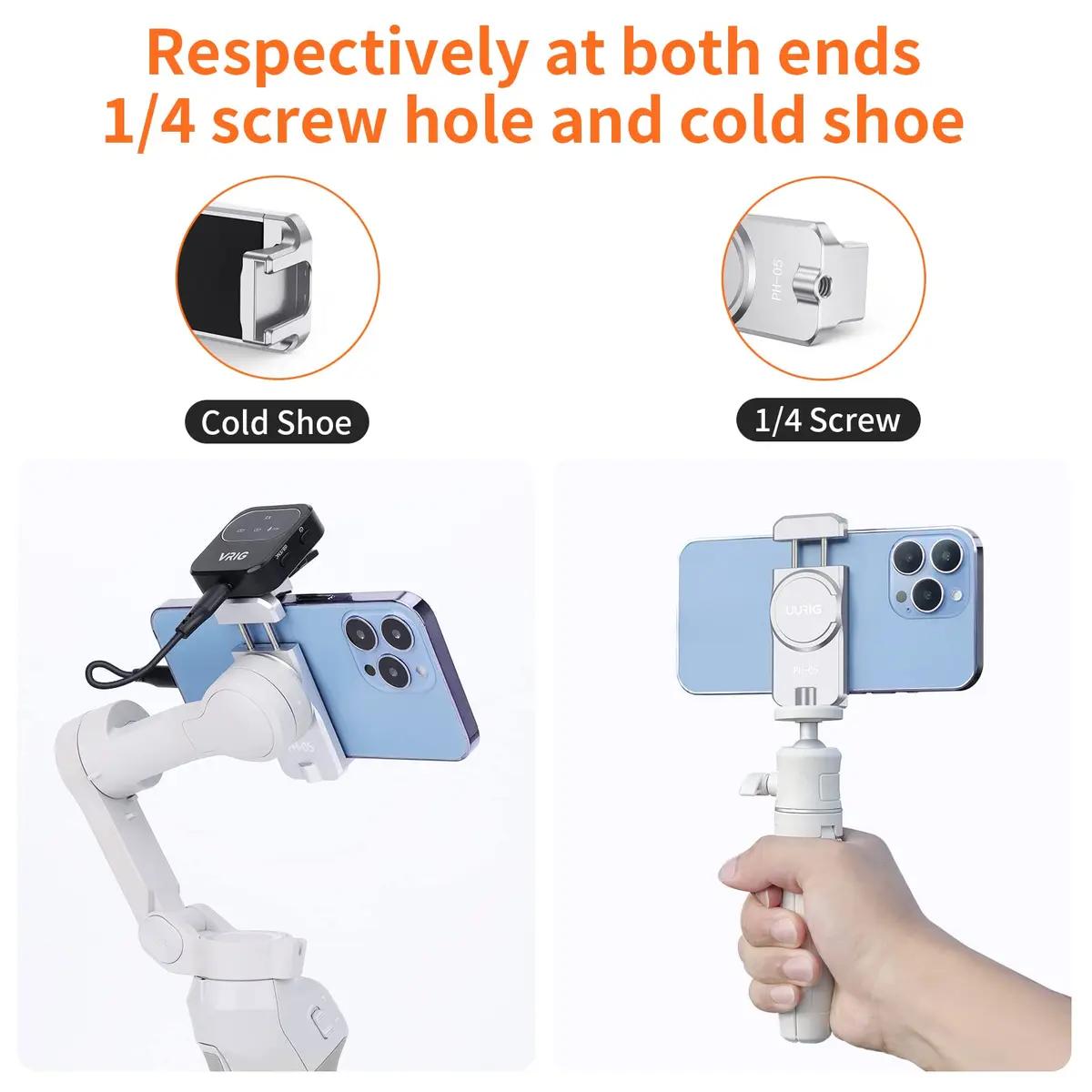 VRIG Select Magnetic Cell Phone Clamp for DJI OM | Metal, Portable, 1/4" Screw, Cold Shoe, 56.5g, Compatible with DJI Osmo Mobile 8/7/6/5 - view 3