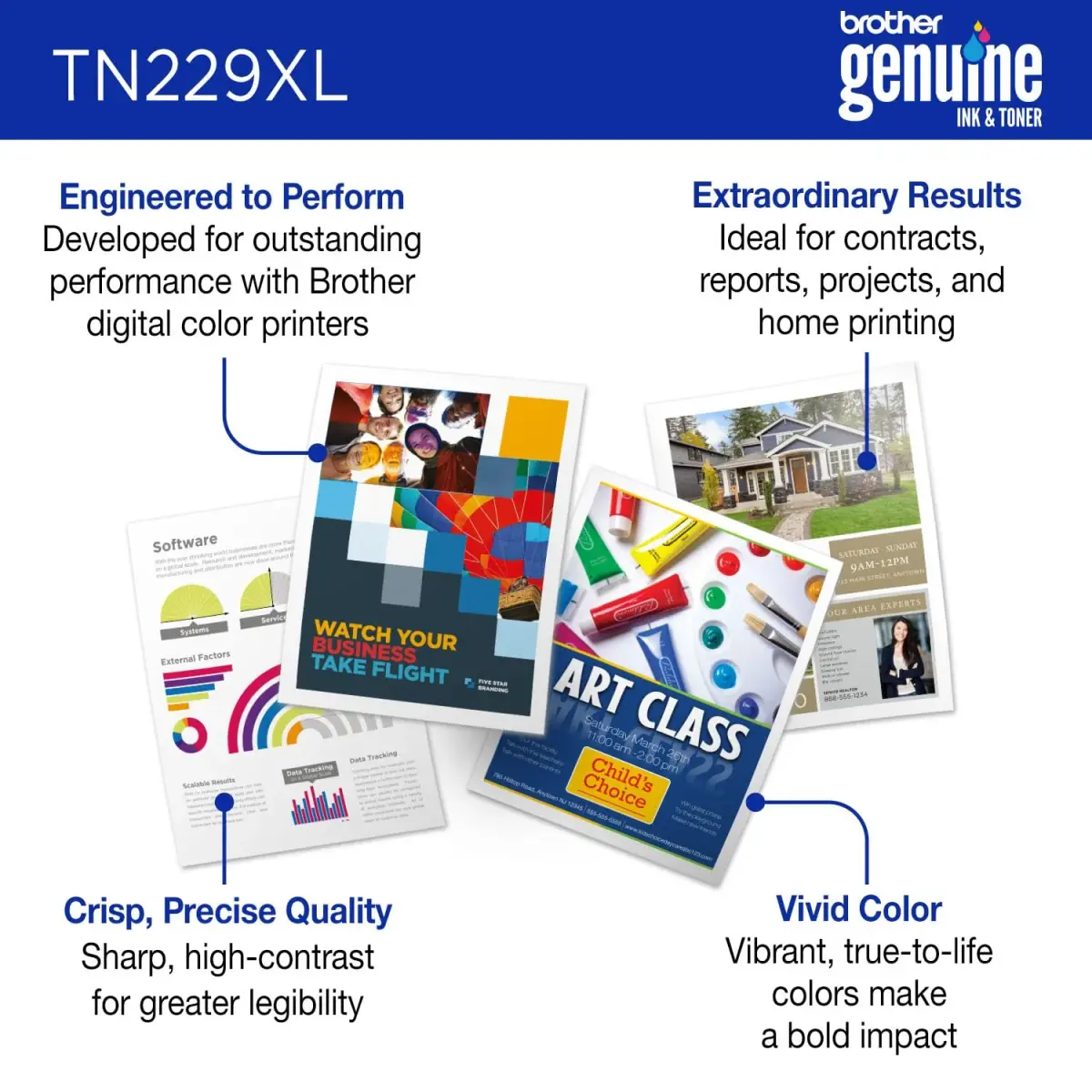 Brother Genuine TN229XLC Cyan High Yield Toner Cartridge 2300 Pages | OEM Quality for Laser Printers - view 2