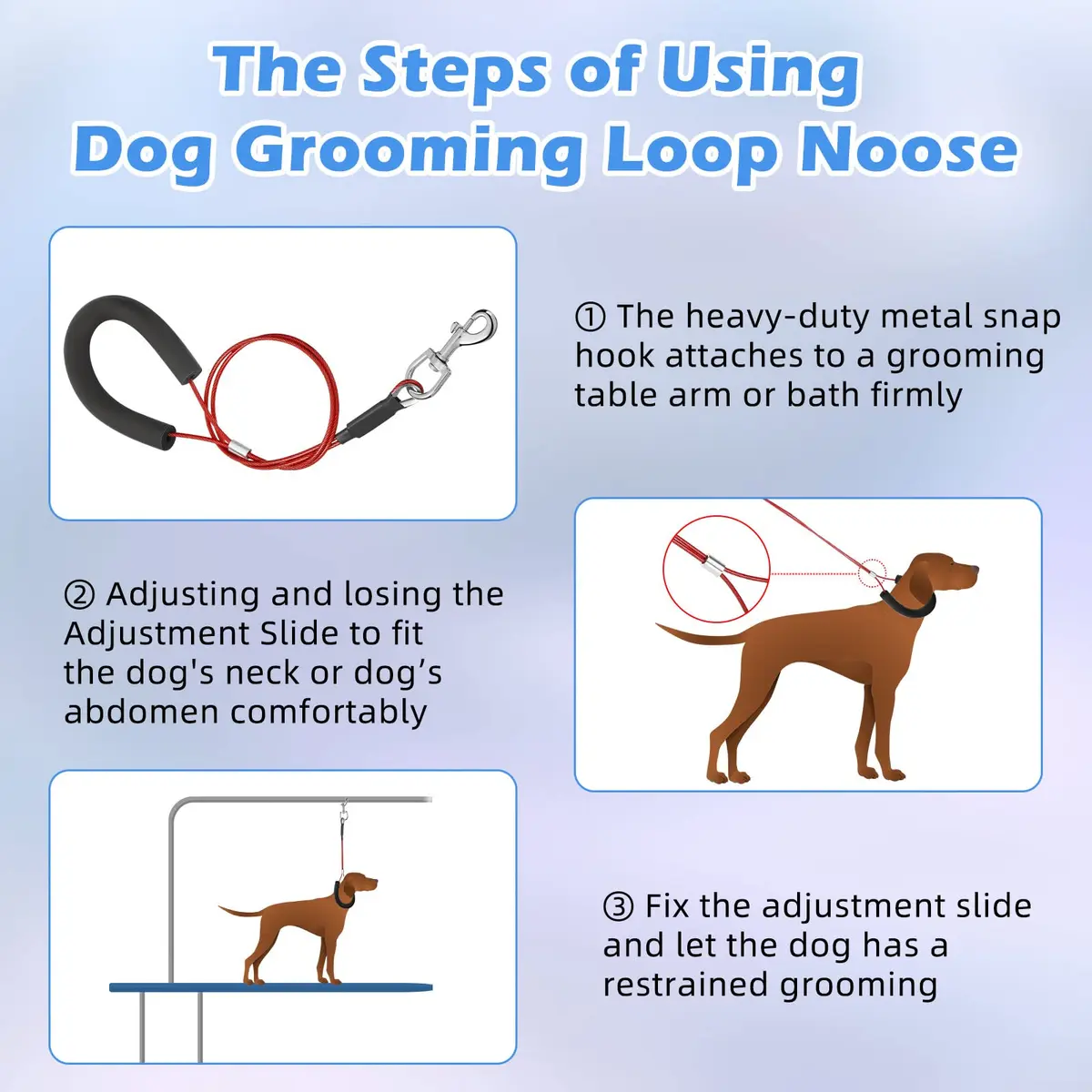 Chunful Dog Grooming Loop Noose 62cm | Waterproof Restraint Loop for Pet Bathing & Grooming - view 6
