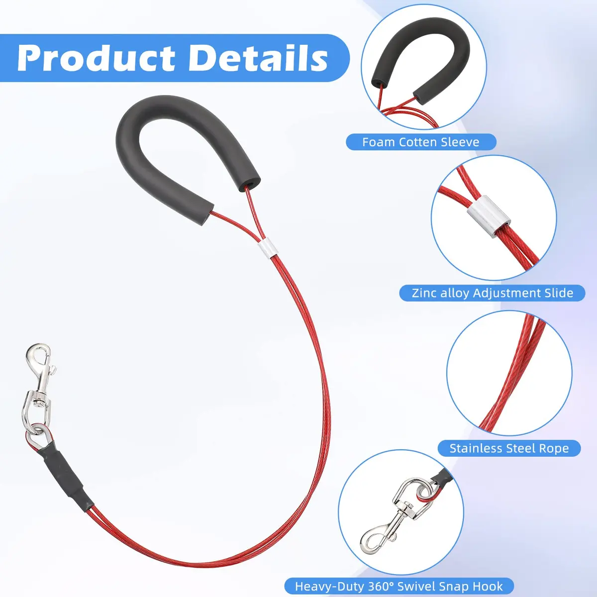 Chunful Dog Grooming Loop Noose 62cm | Waterproof Restraint Loop for Pet Bathing & Grooming - view 4