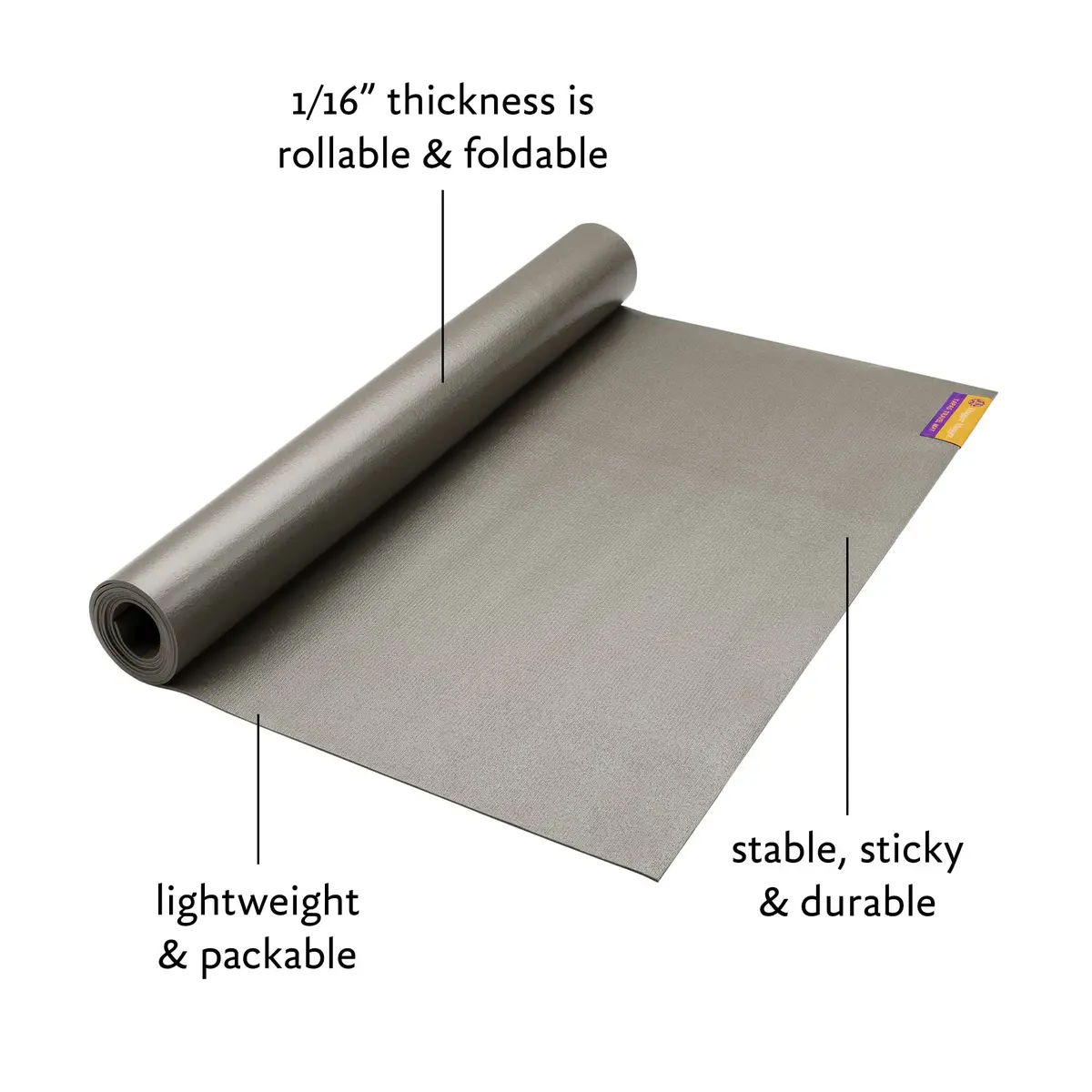Hugger Mugger Tapas Travel Yoga Mat - Graphite | Super Portable, Durable & Textured Surface - view 2