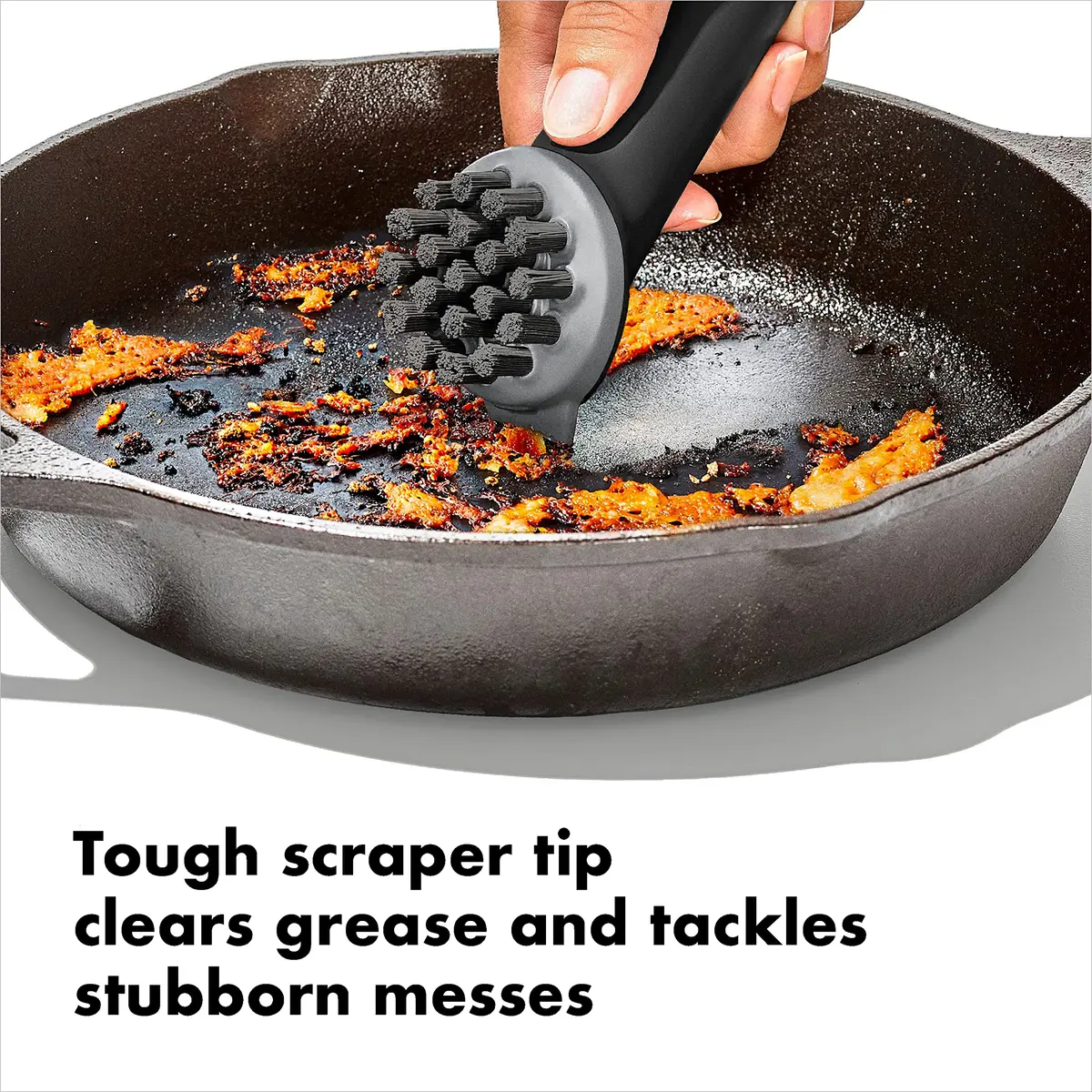 OXO Good Grips Cast Iron Scrub Brush | Gentle for Non-Stick & Heavy Duty for Cast Iron (1 EA) - view 5