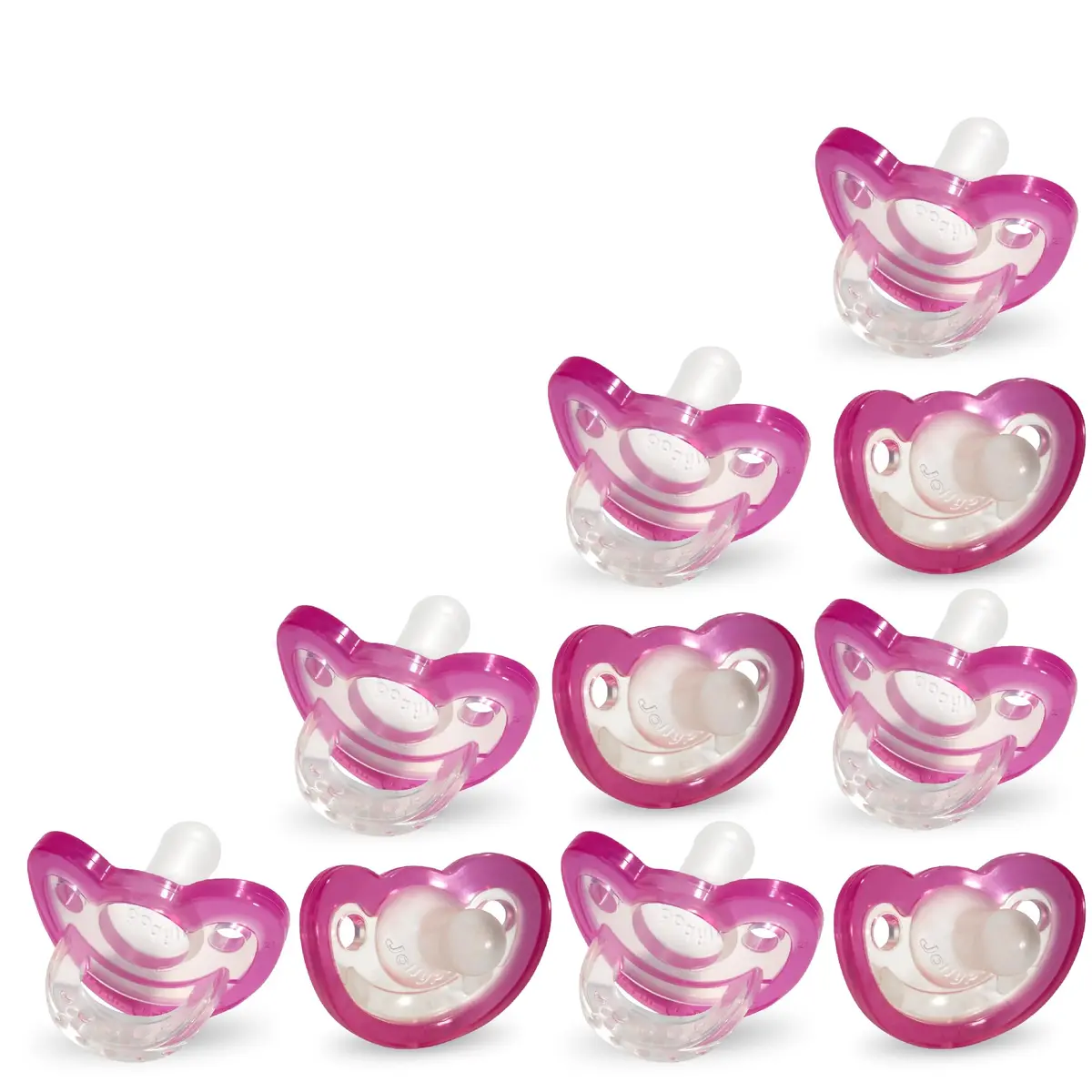 RAZBABY Jollypop Pacifier for Babies 3 Months+ | Orthodontic, BPA-Free, USA Made, 6 Pack, Pink - main product image